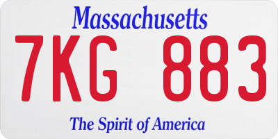 MA license plate 7KG883