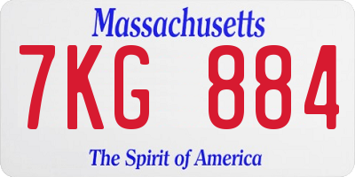 MA license plate 7KG884
