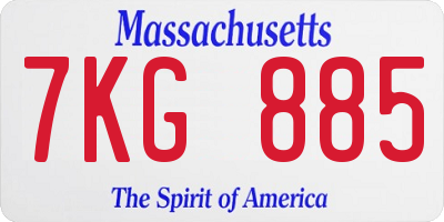 MA license plate 7KG885