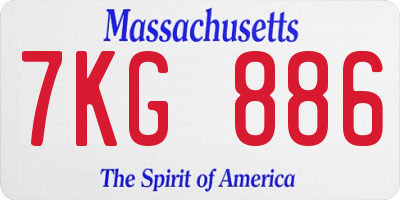 MA license plate 7KG886