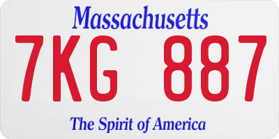 MA license plate 7KG887