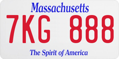 MA license plate 7KG888