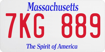 MA license plate 7KG889