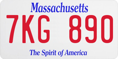 MA license plate 7KG890