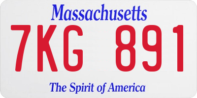 MA license plate 7KG891