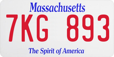 MA license plate 7KG893