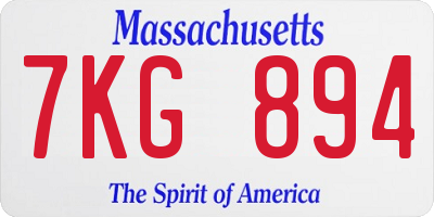 MA license plate 7KG894