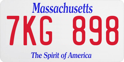 MA license plate 7KG898