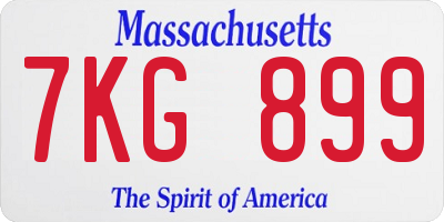 MA license plate 7KG899