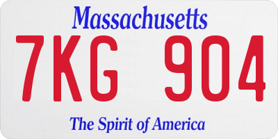 MA license plate 7KG904