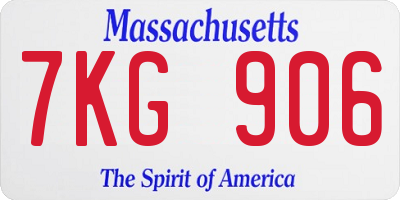 MA license plate 7KG906