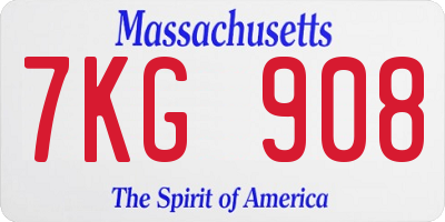 MA license plate 7KG908