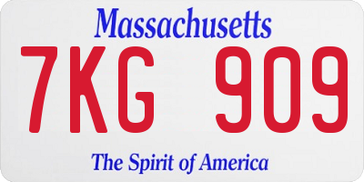 MA license plate 7KG909