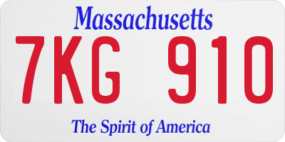 MA license plate 7KG910
