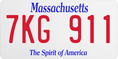 MA license plate 7KG911