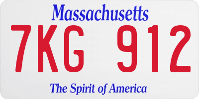 MA license plate 7KG912