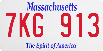 MA license plate 7KG913