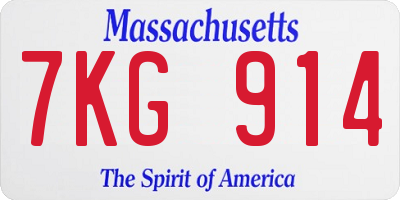 MA license plate 7KG914