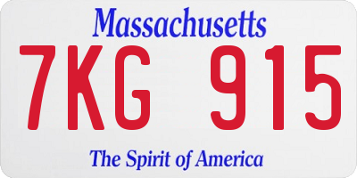 MA license plate 7KG915