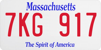 MA license plate 7KG917