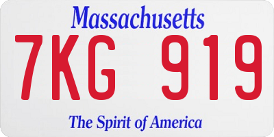 MA license plate 7KG919