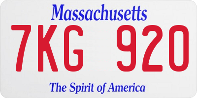 MA license plate 7KG920