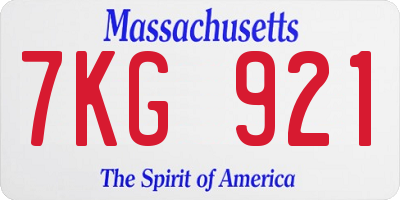 MA license plate 7KG921