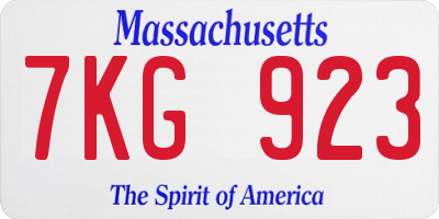 MA license plate 7KG923