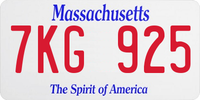MA license plate 7KG925