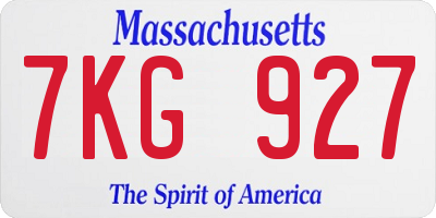 MA license plate 7KG927