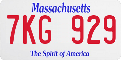 MA license plate 7KG929