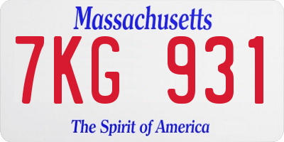 MA license plate 7KG931