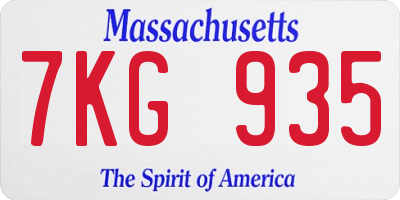 MA license plate 7KG935