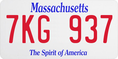 MA license plate 7KG937