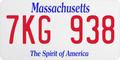 MA license plate 7KG938