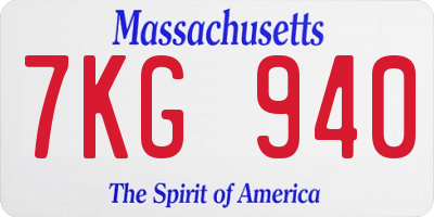 MA license plate 7KG940
