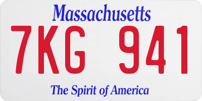 MA license plate 7KG941