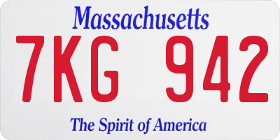 MA license plate 7KG942