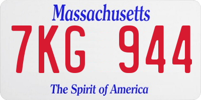 MA license plate 7KG944