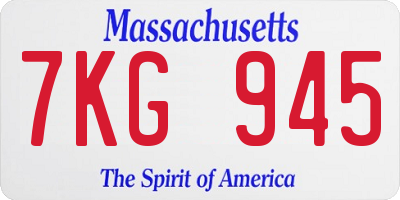 MA license plate 7KG945