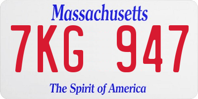 MA license plate 7KG947
