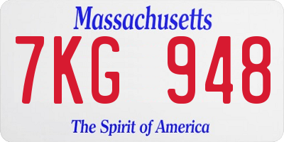 MA license plate 7KG948