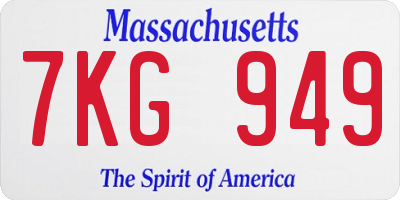 MA license plate 7KG949