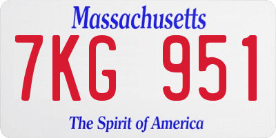 MA license plate 7KG951