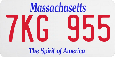 MA license plate 7KG955