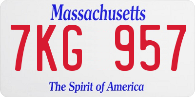 MA license plate 7KG957
