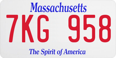 MA license plate 7KG958