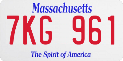 MA license plate 7KG961