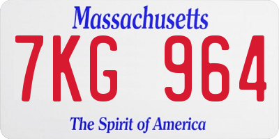MA license plate 7KG964