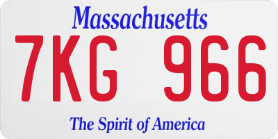 MA license plate 7KG966